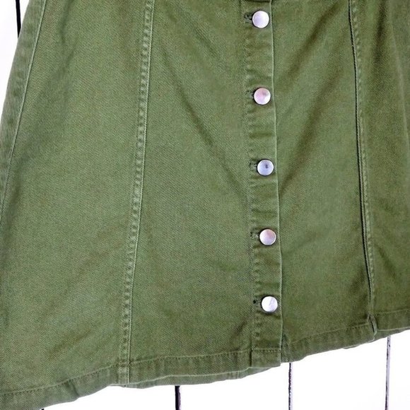 90s vintage army green short button down skirt - Picture 3 of 3